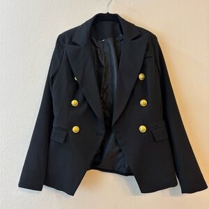 Women's Black Blazer with Gold Buttons